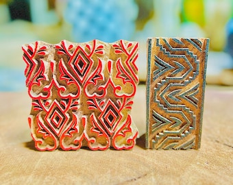 Textile printing stamps hand carved block wooden stamps hand block printing