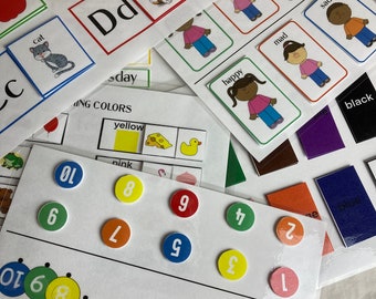 PRESCHOOL LEARNING BINDER, Preschool Busy Binder, Montessori Pre-K Busy Book, Toddler Activity Interactive Adapted Books, Hands on Learning