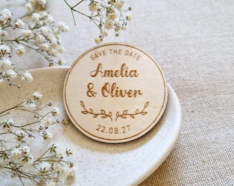 Personalised Wooden Save The Date Magnet, Custom Wedding Invitation, Rustic Wedding Announcement