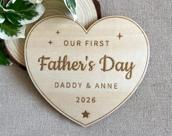 Personalised First Father's Day Wooden Plaque, Custom Baby Milestone, Photo Prop
