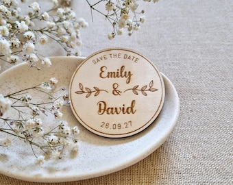 Personalised Wooden Save The Date Magnet, Custom Wedding Invitation, Rustic Wedding Announcement