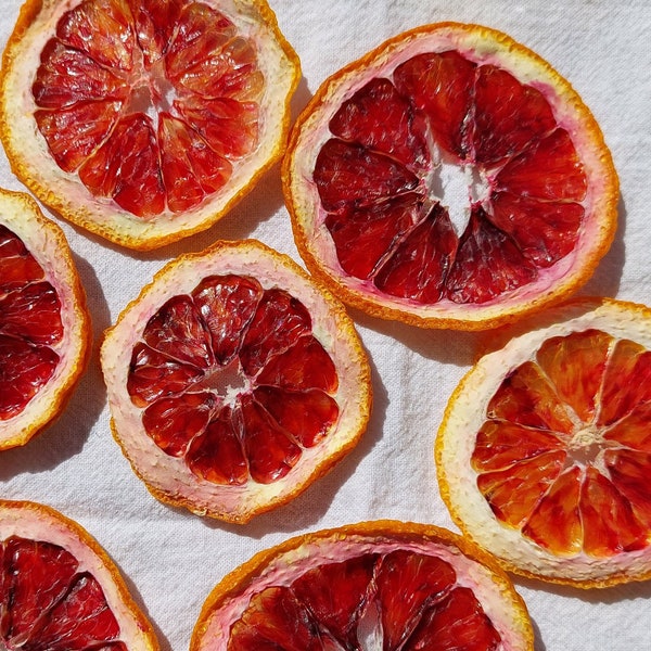 Dehydrated Blood Orange Citrus Fruit Slices | Edible Cocktail or Cake Garnishes | Handmade & Packed in Small Batches