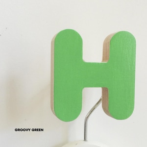 Letter H Wall Hook | Timber bubble letters | Colourful Handmade alphabet |Wall décor for kids rooms