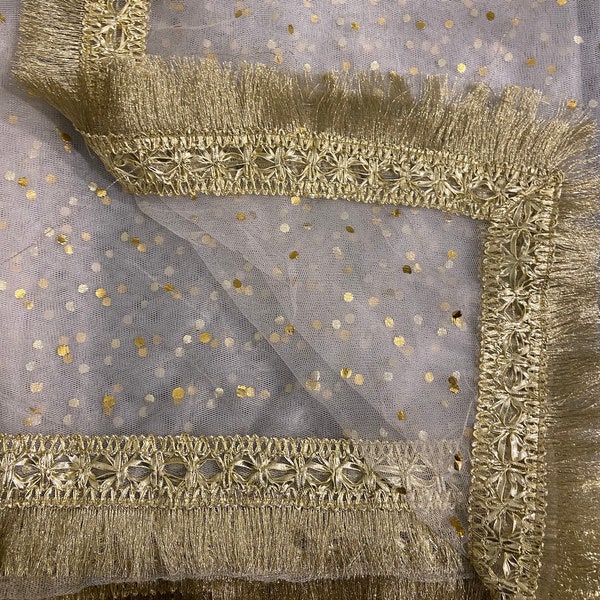 Double Gota Rukhsati net  Dupatta WHITE Scarf, Nikkah Brida Dulhan Shadi Pakistani Indian Wedding Veil Nikkah Mubarak