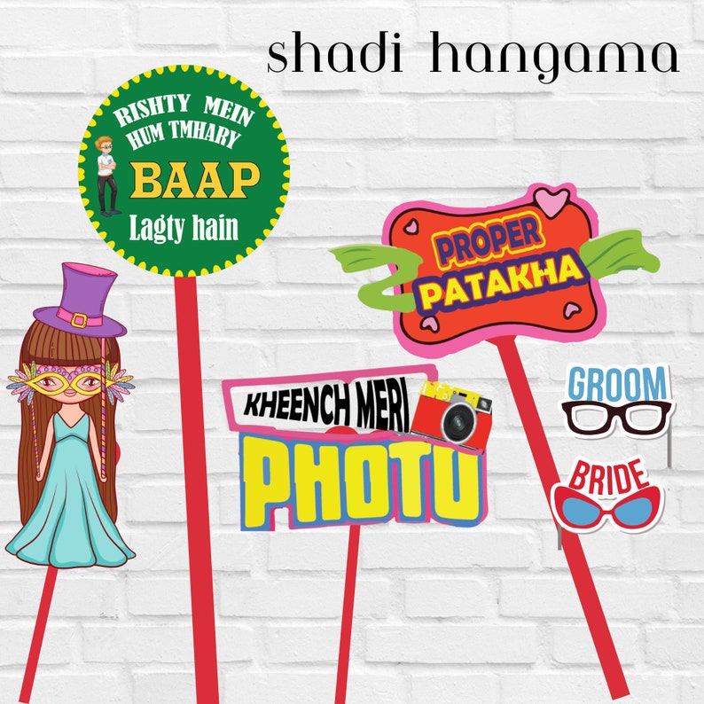 55 Punjabi Culture Themed Photo Props Desi Style, Party Signs, Wedding