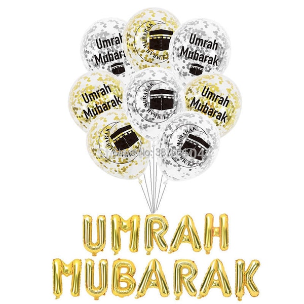 Ballons en aluminium Omra Moubarak | Décoration Hajj Omra Moubarak Félicitations