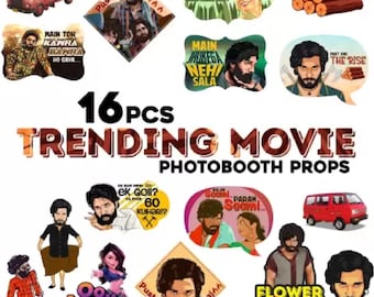 Bollywood Movie Theme Photobooth Photo Props - 16 PCS