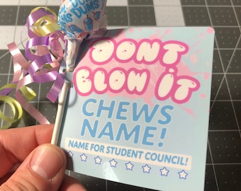 Dont Blow it, Chews, School student council campaign Tags design *Template only* - lollypop tag - Candy Tag - PNG PSD - digital download