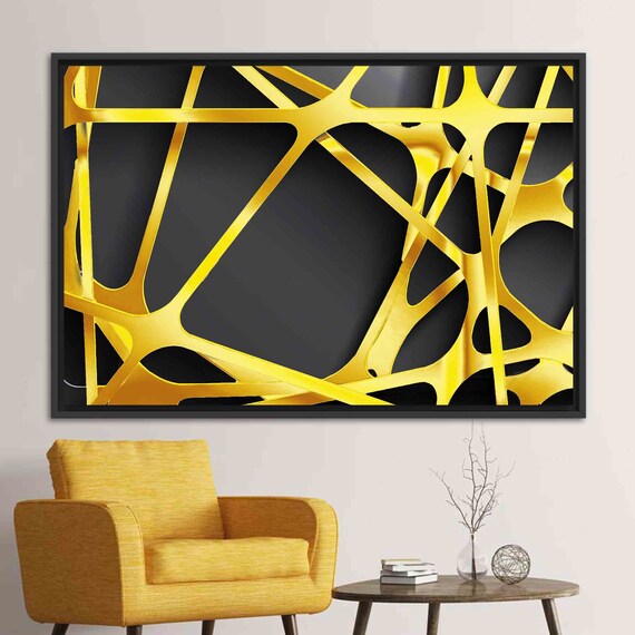 3d Effect Wall Art Black and Gold Wall Decor Metallic | Etsy