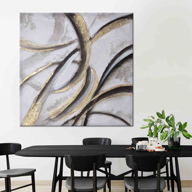 Gold and Silver Painting Luxury Wall Art Modern Wall Art Etsy