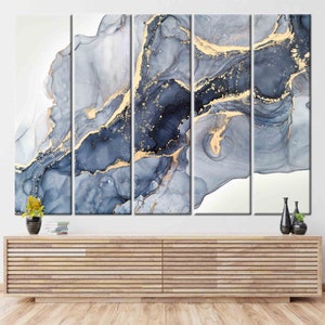 Blue Marble Canvas Gold Marble Print Modern Wall Decor - Etsy