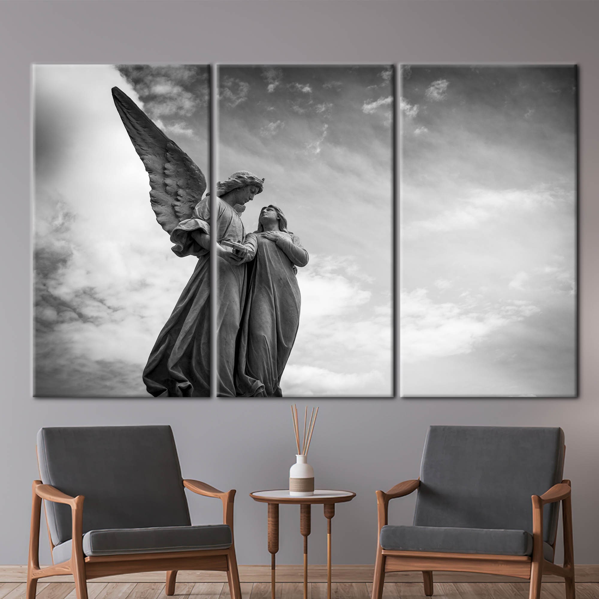 Angel Wings Art Canvas View Printed Angel Statue Art Canvas - Etsy