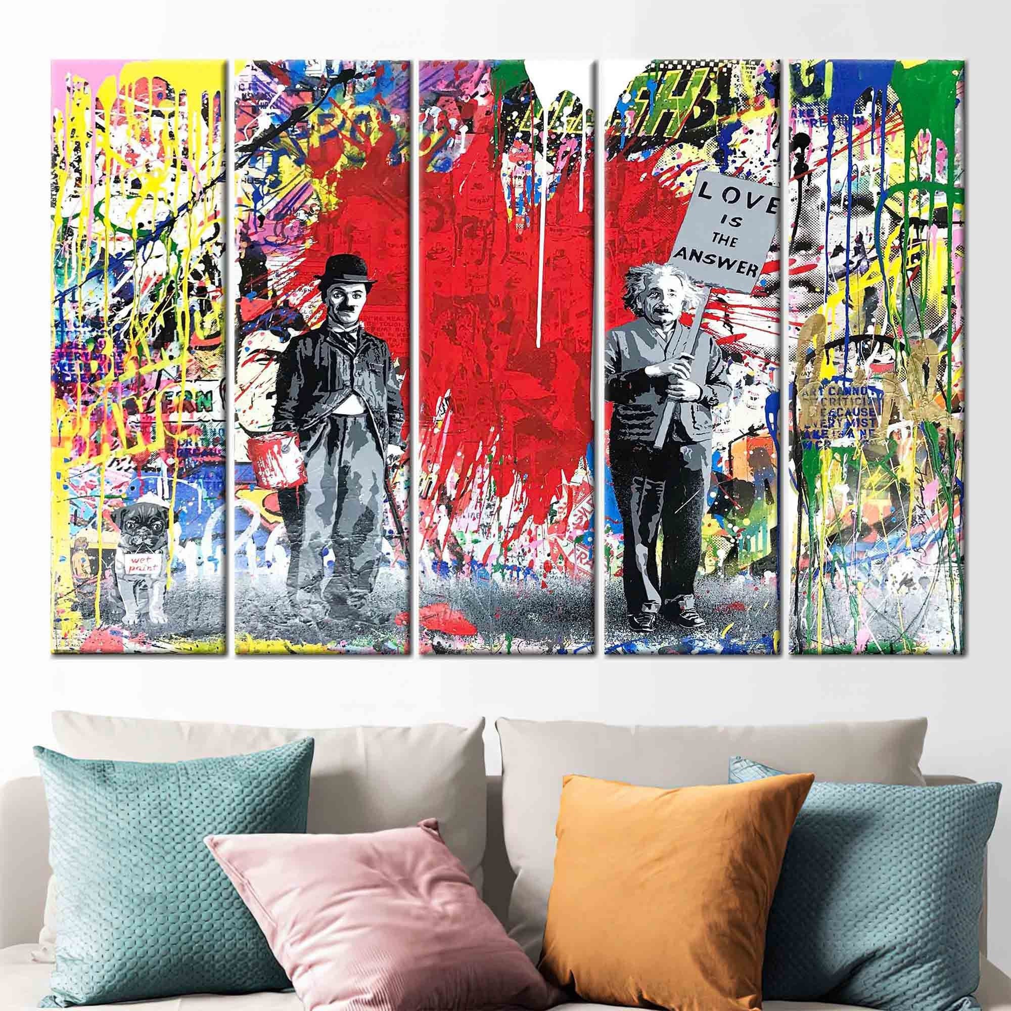 Albert einstein spray paint on cardboard recycling graffiti pop art