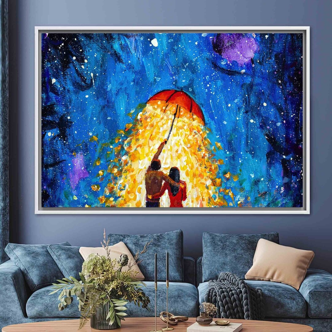 Lovers Painting Romantic Wall Art Couple Umbrella Wall Art Etsy