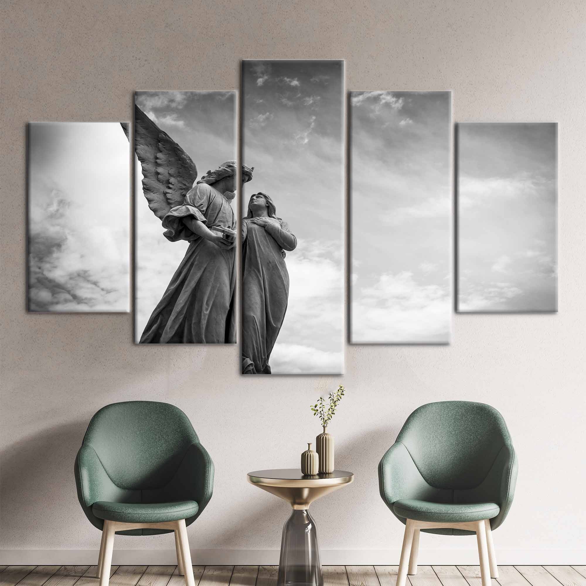 Angel Wings Art Canvas View Printed Angel Statue Art Canvas - Etsy