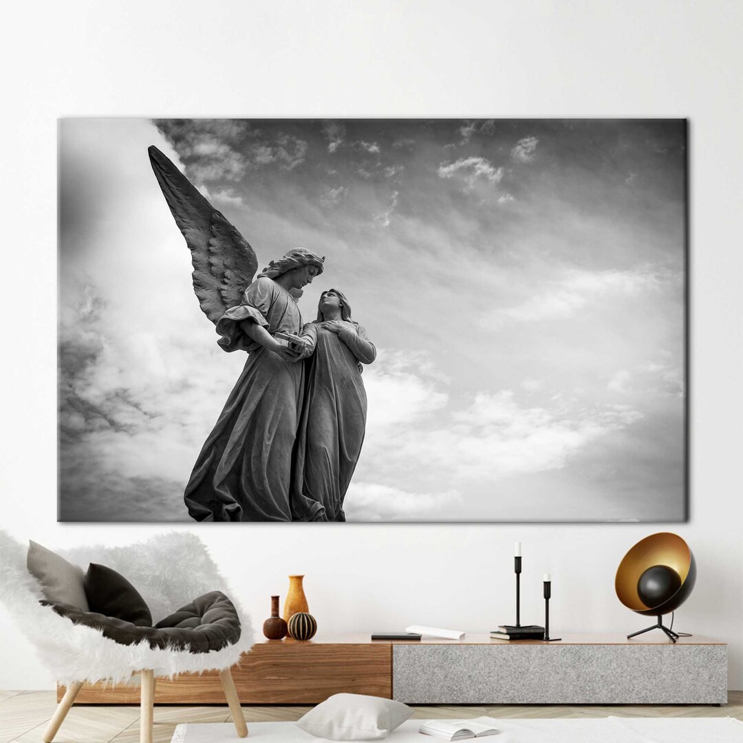 Angel Wings Art Canvas View Printed Angel Statue Art Canvas - Etsy