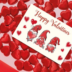 Printable Happy Valentines Day Card | Digital Download | Cute | Gnomes | Printable | Quirky | Download | Print At Home | Boys | Girls|