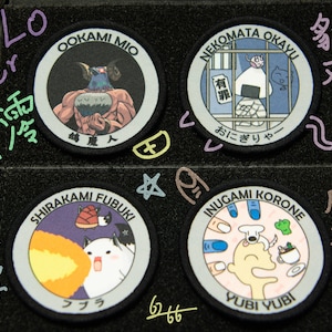 8cm circular patch &quot;HoloLive GAMERS &quot; - Shirakami Fubuki , Ookami Mio , Nekomata Okayu , Inugami Korone