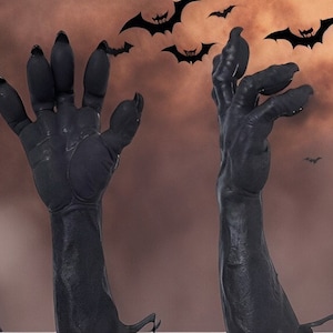 GOTH GLOVES, Witcher COSPLAY, Costume Gloves, Personalized Black Realistic Medical Silicone Wolf Gloves Cosplay, Halloween Accessories