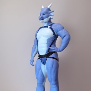 Blue Dragon Costume: Ultimate Silicone Dragon Transformation Set with Mask, Bodysuit, Gloves and Feet