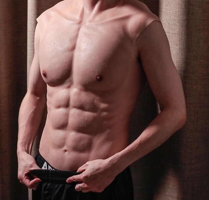 Fake Abs six Pack . Muscular Body. Abdominal Muscles. Cut 