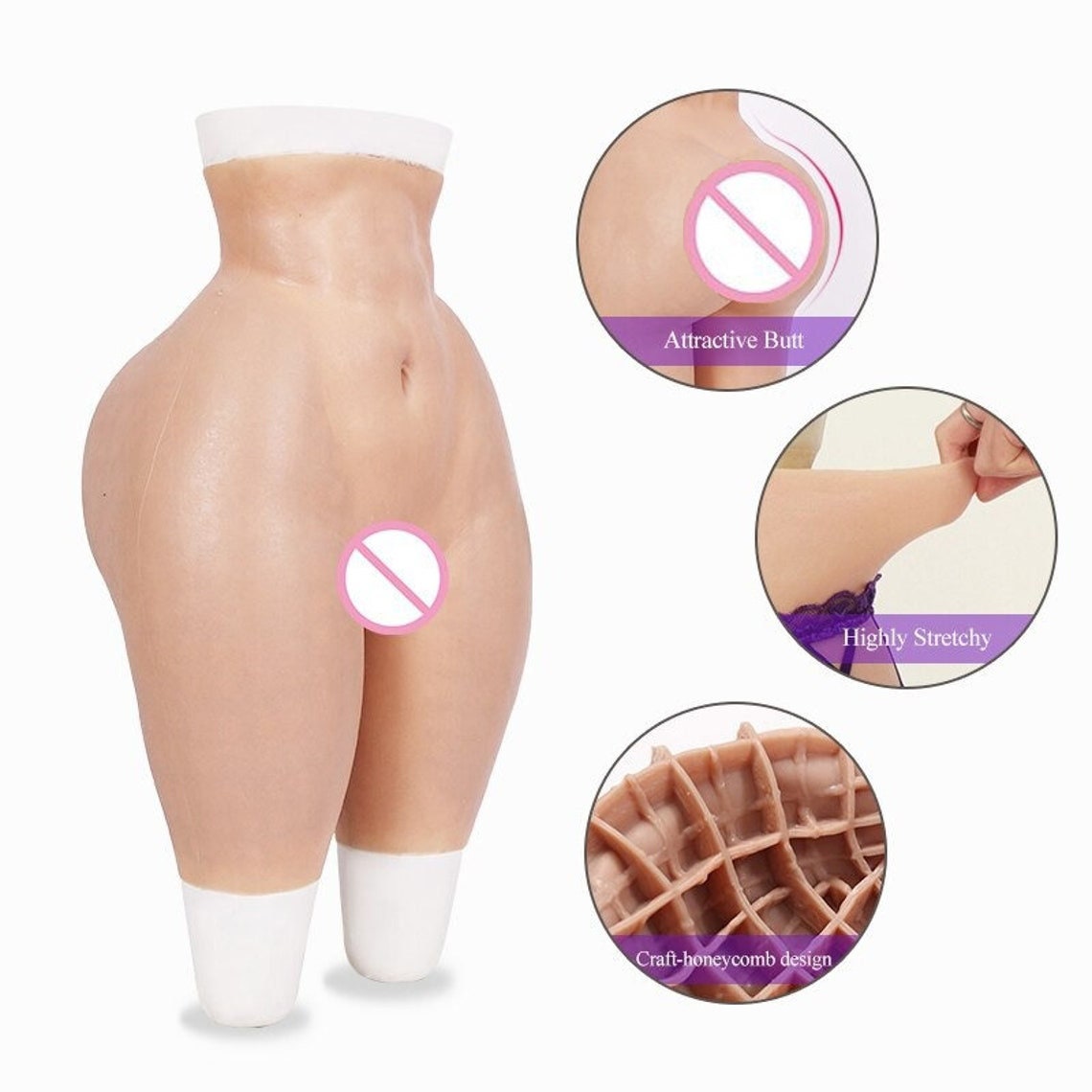 High Quality Medical Silicone Realistic Silicone Hip Enhancer Pants Cosplay  Female Body Parts Female Silicone Made Booty Hips Parts 