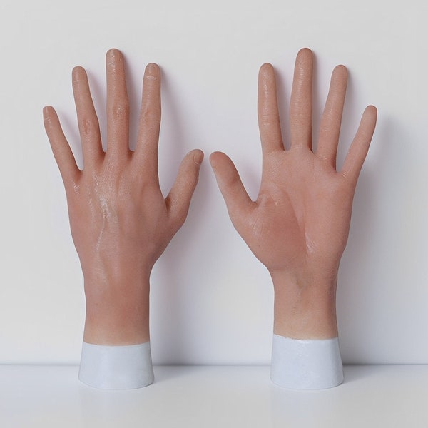 Silicone Realistic Hands Gloves Pose-able Painted Silicone Unisex Cosplay Hand - Light Skin Tone - Display Model Prop