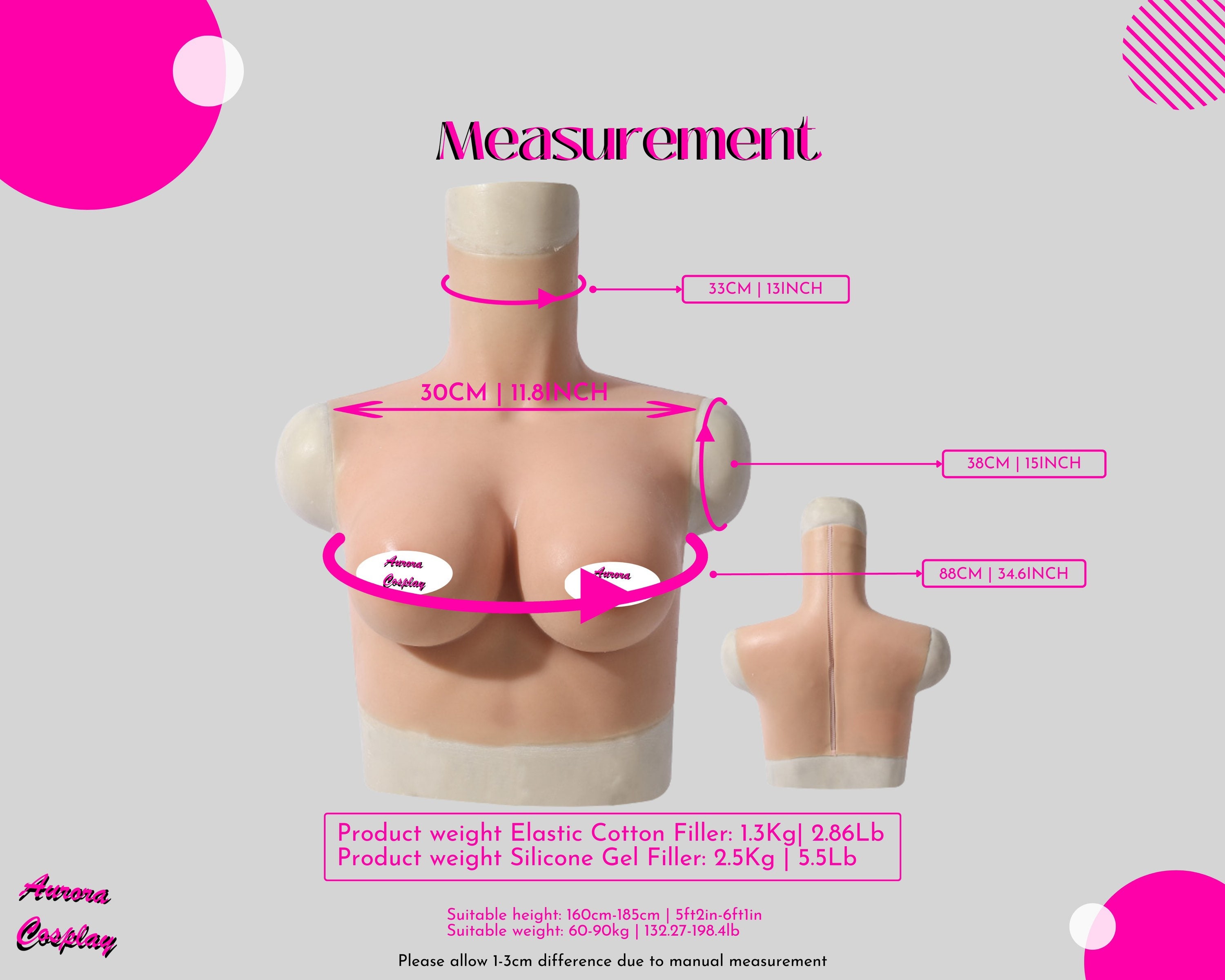 Handmade C Cup Breast With Zipper Forms for Cosplay Anime, Cross Play C Cup  Breast, Zipper Boobs, Silicone Prosthetics -  Denmark