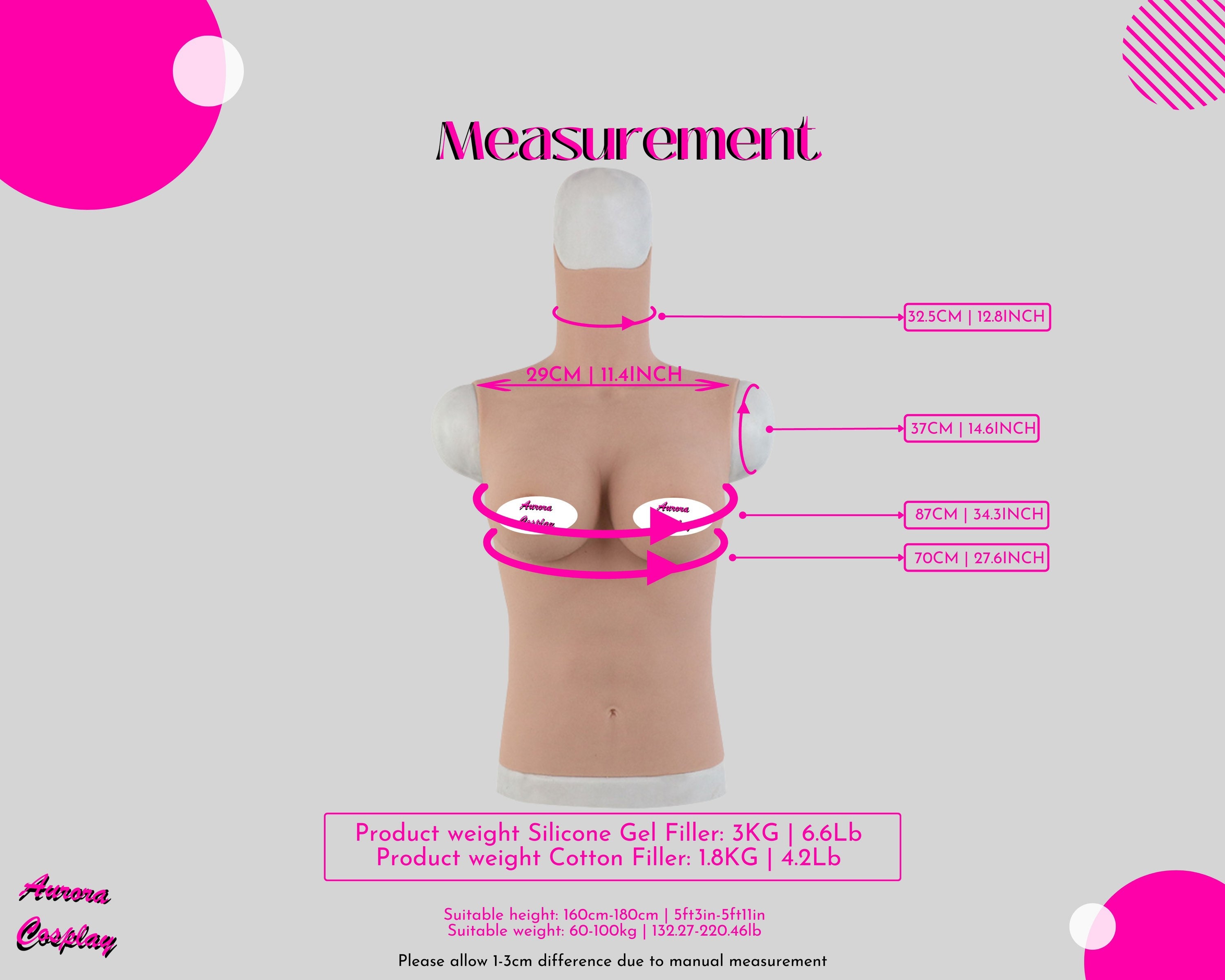 Breast Shirt Sleeveless Breast Plat, Silicone Breast Forms Pair