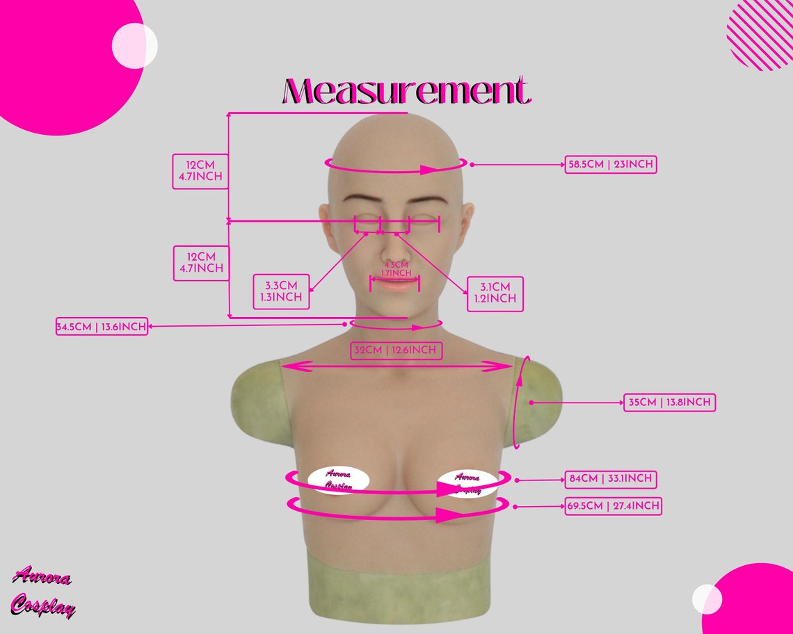 Mask Female With Breast Foam Silicone Mask Cosplay, Handmade and Hand