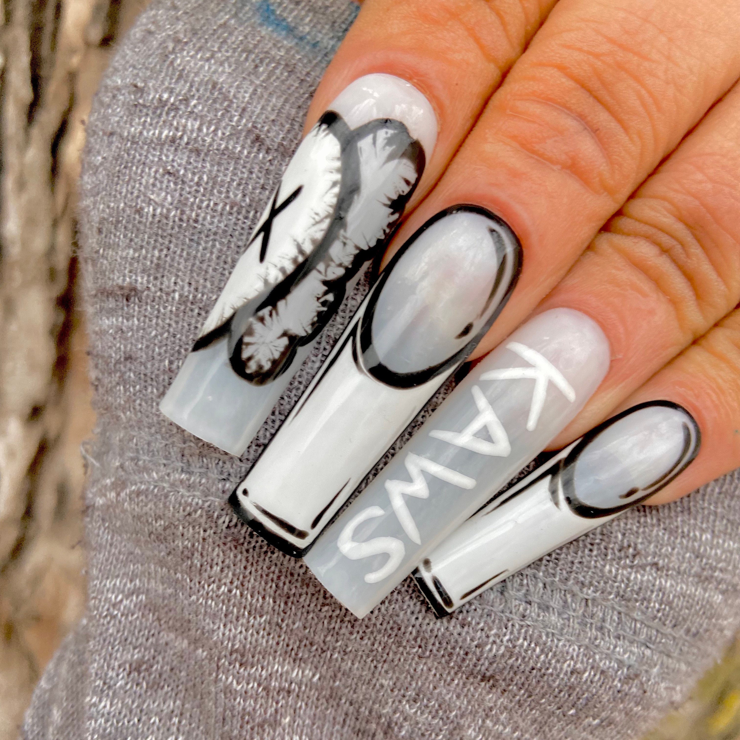 kaws nails  Dope nail designs, Nails, Long acrylic nails