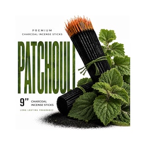 PATCHOULI 9" Charcoal Incense Sticks Long Lasting Hand Dipped In Fragrance Oils Variety Bulk Wholesale Lot DIY