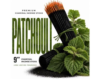 PATCHOULI 9" Charcoal Incense Sticks Long Lasting Hand Dipped In Fragrance Oils Variety Bulk Wholesale Lot DIY