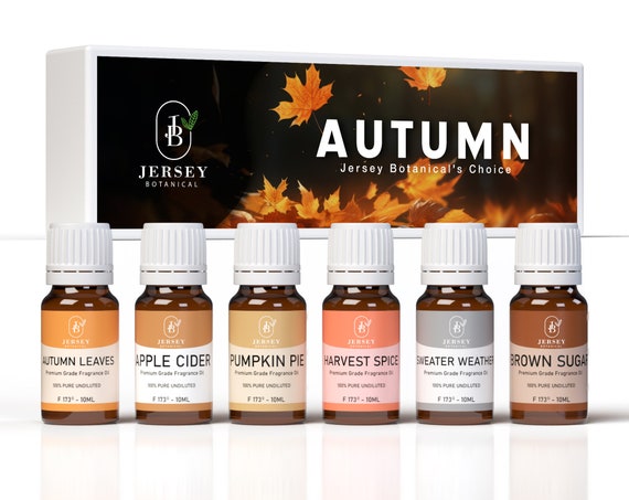 Autumn Set Premium Grade Fragrance Oils - Autumn Leaves, Apple Cider, Pumpkin Spice, Harvest Spice, Sweater Weather, Brown Sugar