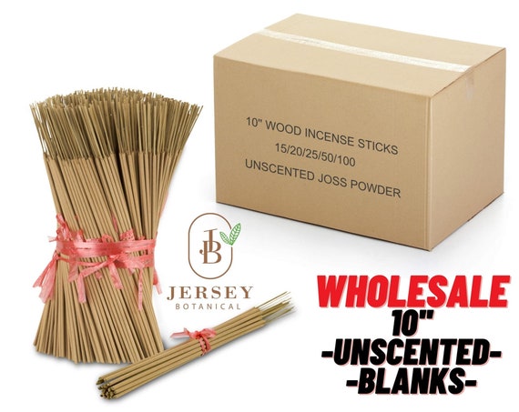 Wholesale UNSCENTED 10'' Incense Sticks Premium Blank Bundle 100% Natural Joss Powder Incense making & Aromatherapy Lovers. 15/20/25/50/100