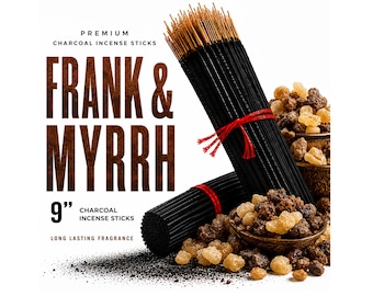 FRANK & MYRRH 9" Charcoal Incense Sticks Long Lasting Hand Dipped In Fragrance Oils Variety Bulk Wholesale Lot DIY