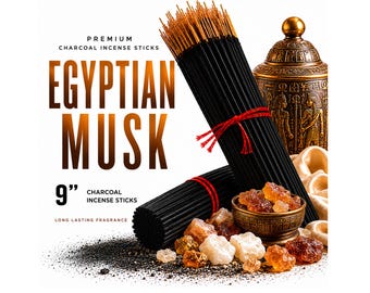 EGYPTIAN MUSK 9" Charcoal Incense Sticks Long Lasting Hand Dipped In Fragrance Oils Variety Bulk Wholesale Lot DIY