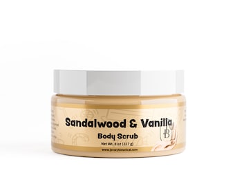 Sandalwood & Vanilla Exfoliating Body Scrub 25+ Scents With Shea Butter, Natural Sugar Scrub Exfoliant, Same-Day Shipping, BUY 2 GET 1 FREE
