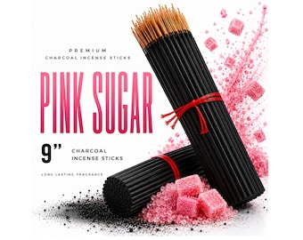 PINK SUGAR 9" Charcoal Incense Sticks Long Lasting Hand Dipped In Fragrance Oils Variety Bulk Wholesale Lot DIY
