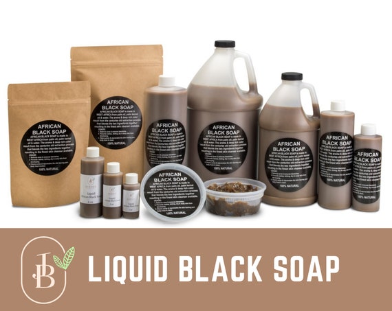 Liquid Raw African Black Soap Pure Raw Unrefined 100% Natural Organic for Hair & Body Wash. Helps with Acne.