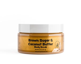 Brown Sugar & Coconut Butter Exfoliating Body Scrub 25+ Scents With Shea Butter, Sugar Scrub Exfoliant, Same-Day Shipping, BUY 2 GET 1 FREE