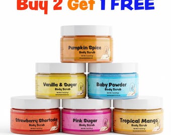 Exfoliating Body Scrub 8oz. | 25+ Scents | Sugar Scrub Natural Skincare Exfoliant | Same-Day Shipping | BUY 2 GET 1 FREE