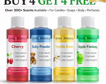 Fragrance Oil 4 oz. Scented Oils For Body, Soap Making, Candle Making, Lotion, Perfume, Diffuser. BUY 4 Get 4 FREE