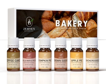 Bakery Set Premium Grade Fragrance Oils - Coffee Cake, Vanilla Maple Pecan, Pumpkin Pie, Brown Sugar, Apple Pie, Snickerdoodle