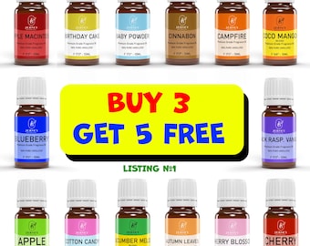 Fragrance Oils For Candle Making, Soap Making, DIY Slime, Body Butters, Freshies, Perfume, Diffuser BUY 3 Get 5 FREE