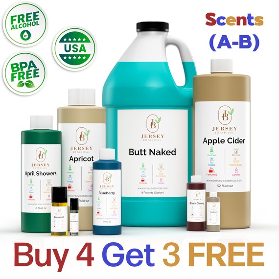 Fragrance Oils (A-B) Scented Oils For Body, Soap Making, Candle Making, Lotion, Perfume, Diffuser. BUY 4 Get 3 FREE