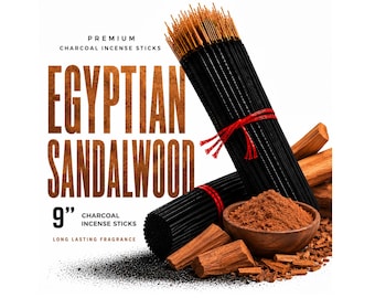 EGYPTIAN SANDALWOOD 9" Charcoal Incense Sticks Long Lasting Hand Dipped In Fragrance Oils Variety Bulk Wholesale Lot DIY
