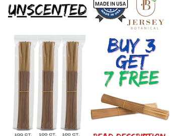 100 Incense Sticks 10" Premium UNSCENTED Wholesale Bundle Bulk 100% Natural Joss & Bamboo Punk WOOD STICKS. Incense Making. Buy 3 Get 7 Free
