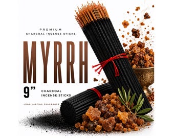 MYRRH 9" Charcoal Incense Sticks Long Lasting Hand Dipped In Fragrance Oils Variety Bulk Wholesale Lot DIY