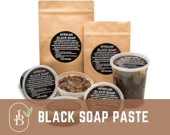 Raw African Black Soap Paste Pure Raw Unrefined 100% Natural Organic for Hair & Body Wash. Helps with Acne.
